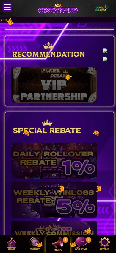 Crownaud Casino promotions experience on a mobile device